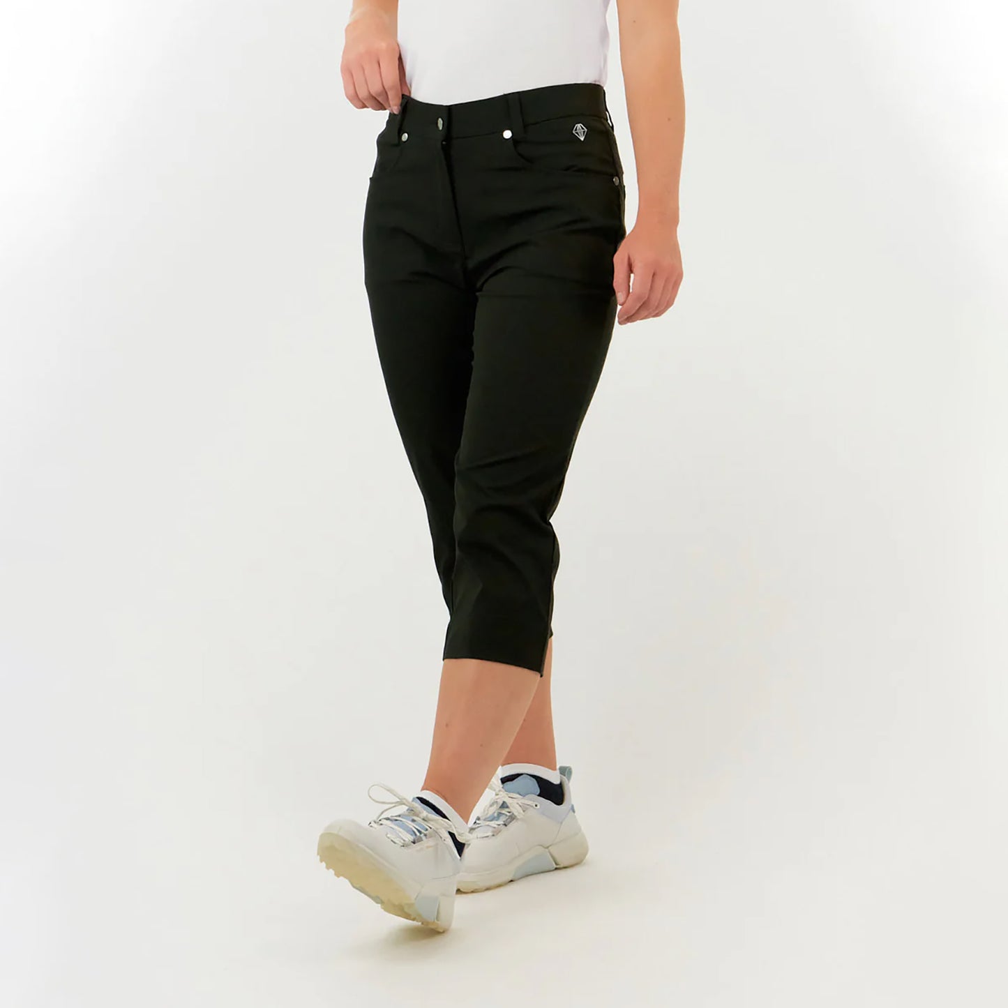 Pure Golf Ladies Stretch Capri in Black