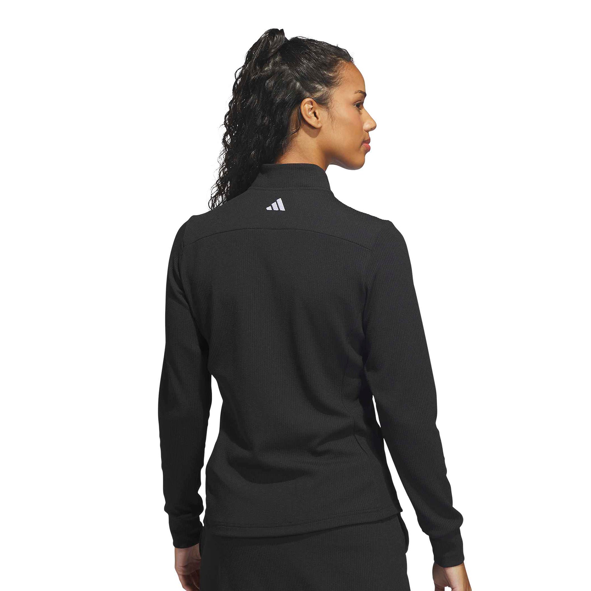 adidas Golf Ladies Full-Zip Textured Jacket - Lightweight Layering for Everyday Wear & On-Course Comfort in Black