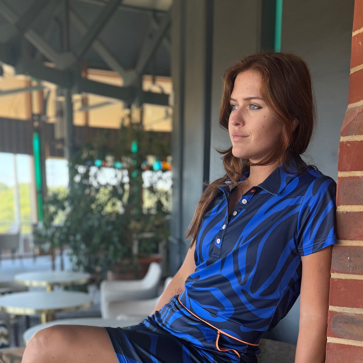 Swing Out Sister Ladies Tiger Stripe Cap Sleeve Polo