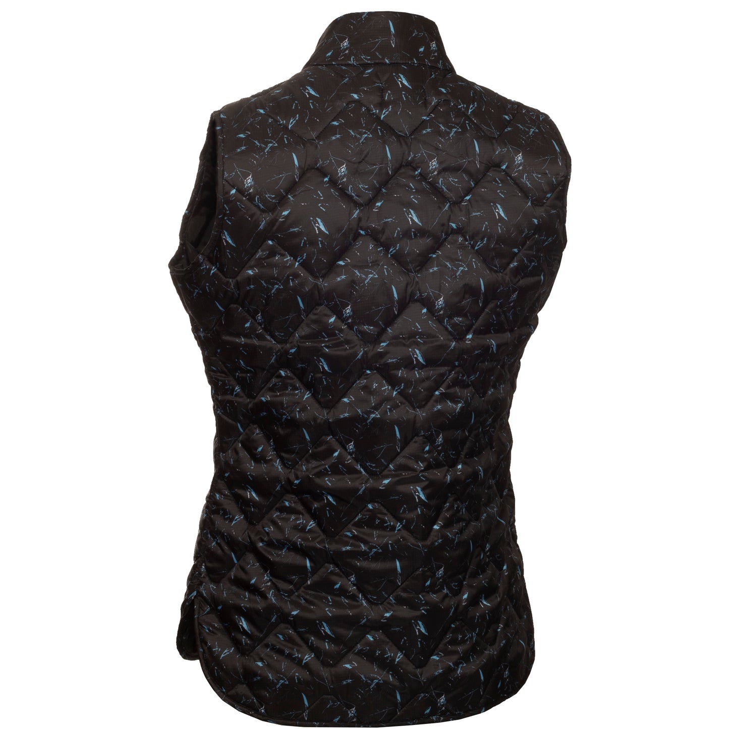 Green Lamb Ladies Thermo Windbarrier Quilted Gilet in Black Leaf Print