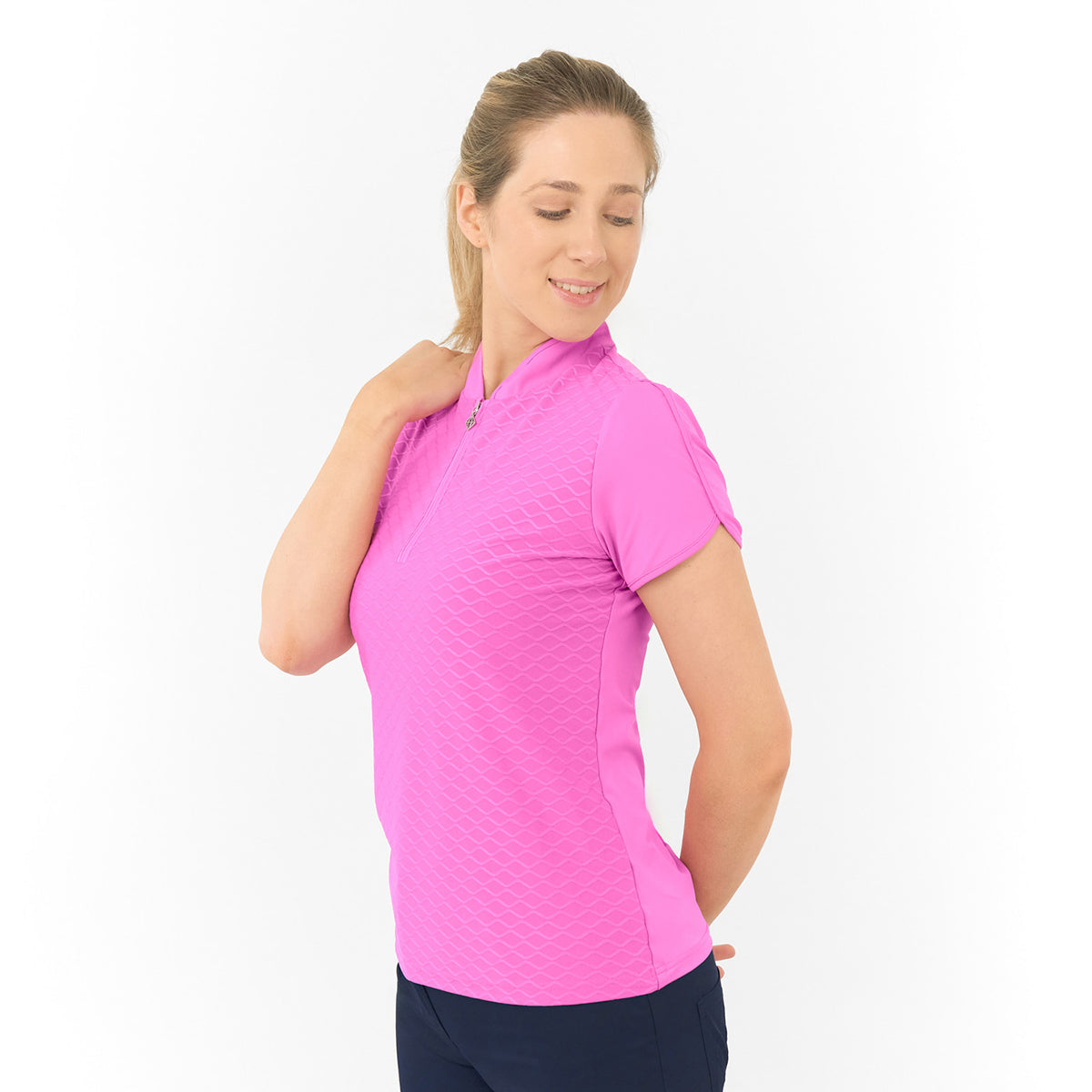 Pure Golf Ladies Cap Sleeve Polo with Wave Print