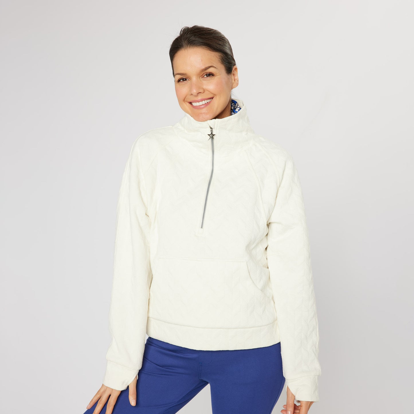 Swing Out Sister Ladies Quilted Lined Sweater with 1/4 Zip