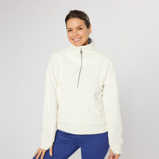 Swing Out Sister Ladies Quilted Lined Sweater with 1/4 Zip