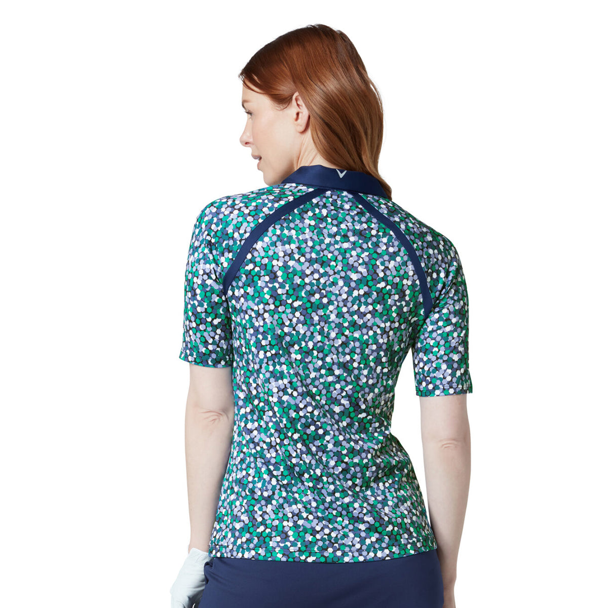 Callaway Ladies Half Sleeve Raglan Seam Polo in Navy Geo Print