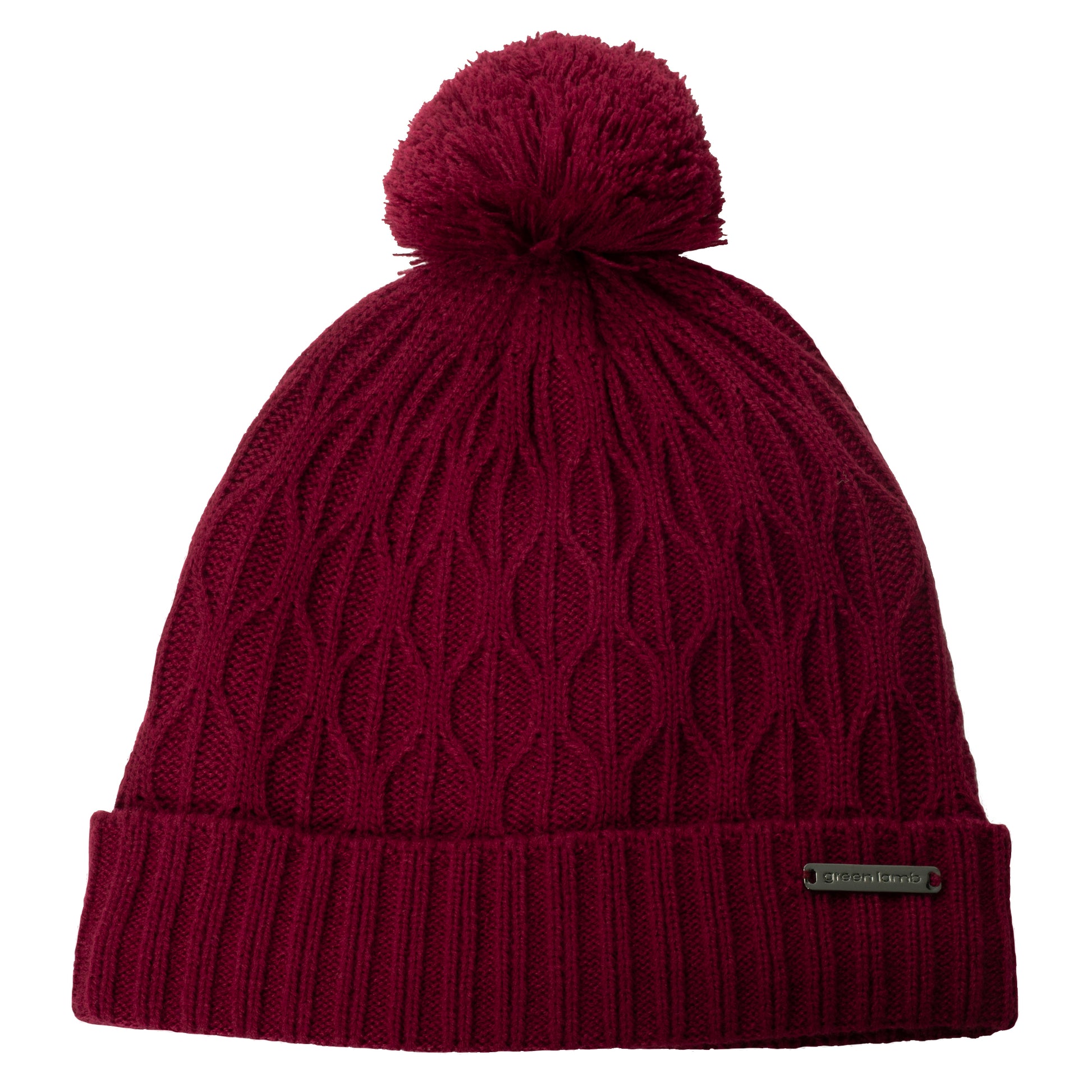 Green Lamb Ladies Fleece Lined Knitted Bobble Hat