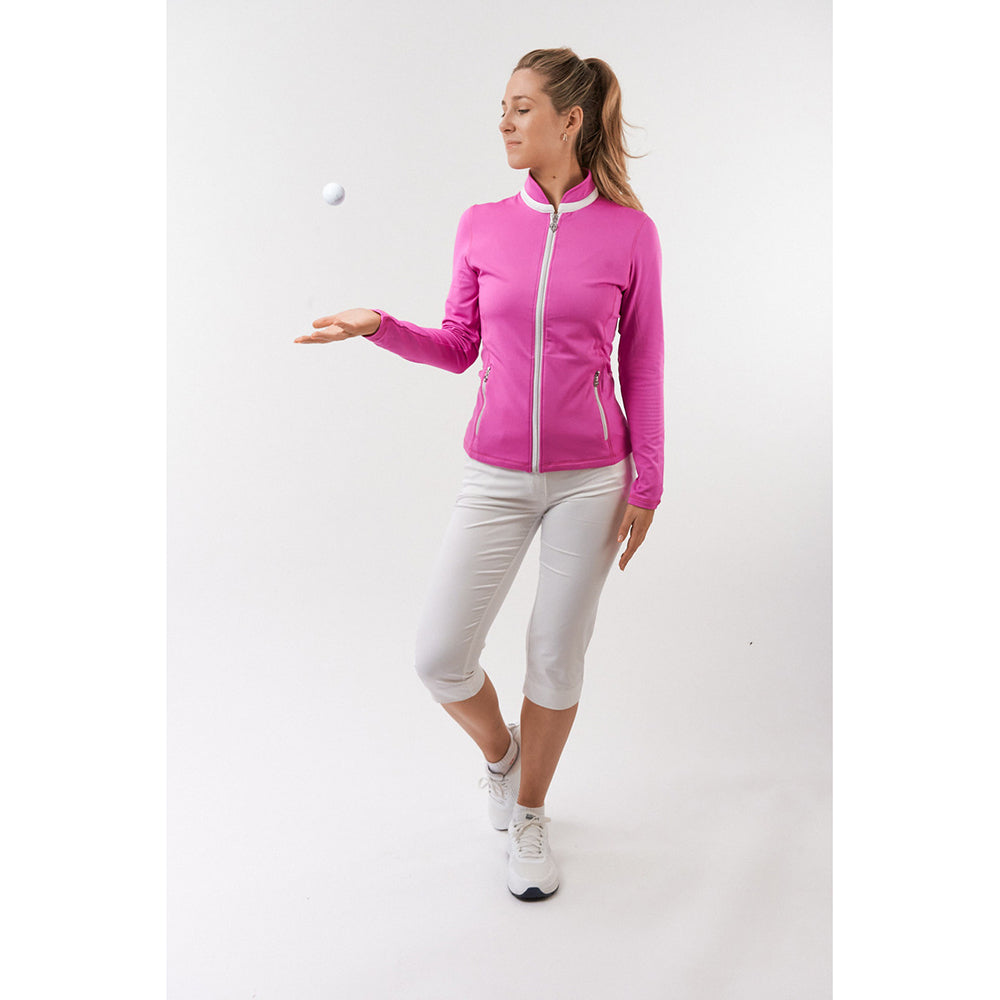 Pure Golf Ladies Mid-Layer Stretch Jacket in Azalea Pink