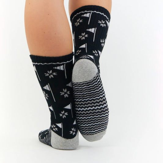 Surpizeshop Ladies Black Crew Golf Flag Socks