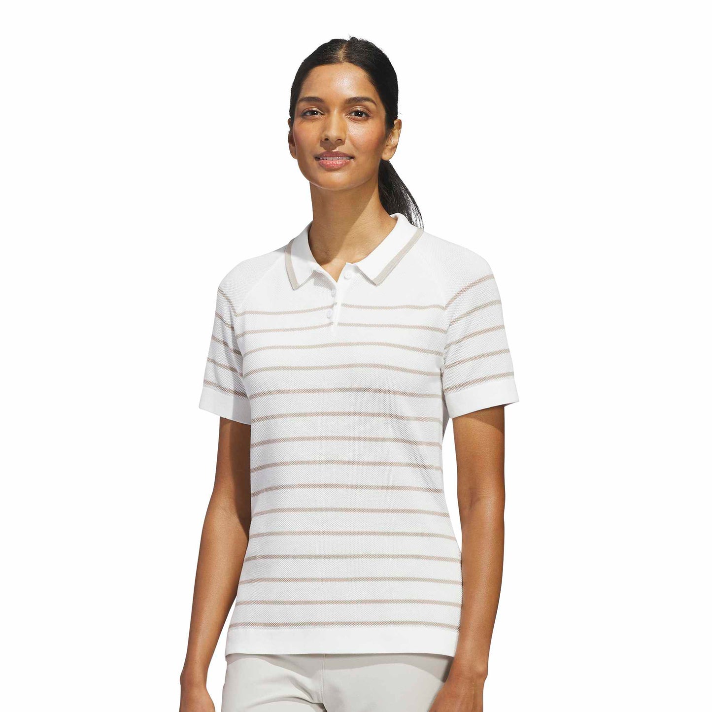 adidas Golf Ladies Striking Mesh Style Knitted Polo with On-trend Contrast Stripes