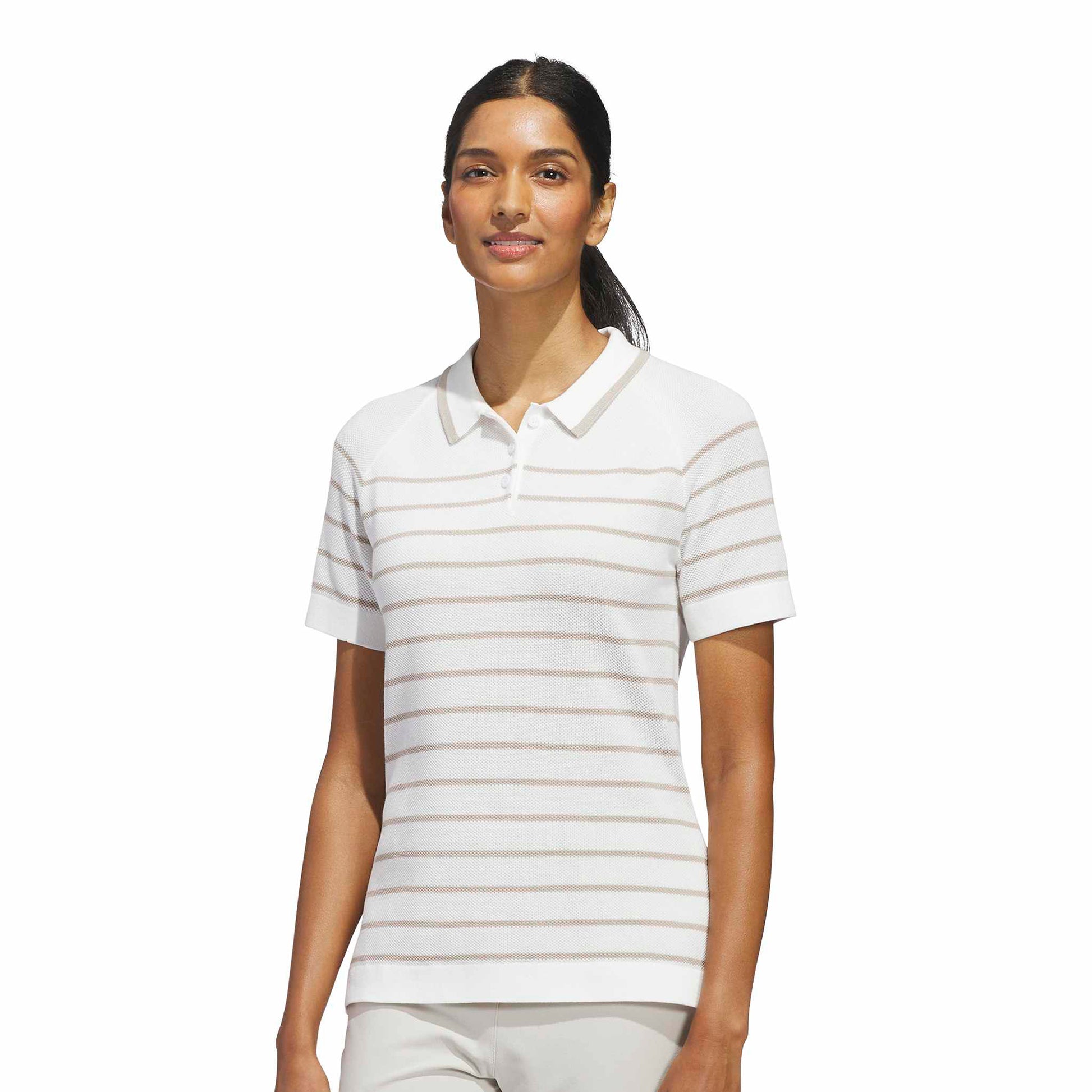 adidas Golf Ladies Striking Mesh Style Knitted Polo with On-trend Contrast Stripes