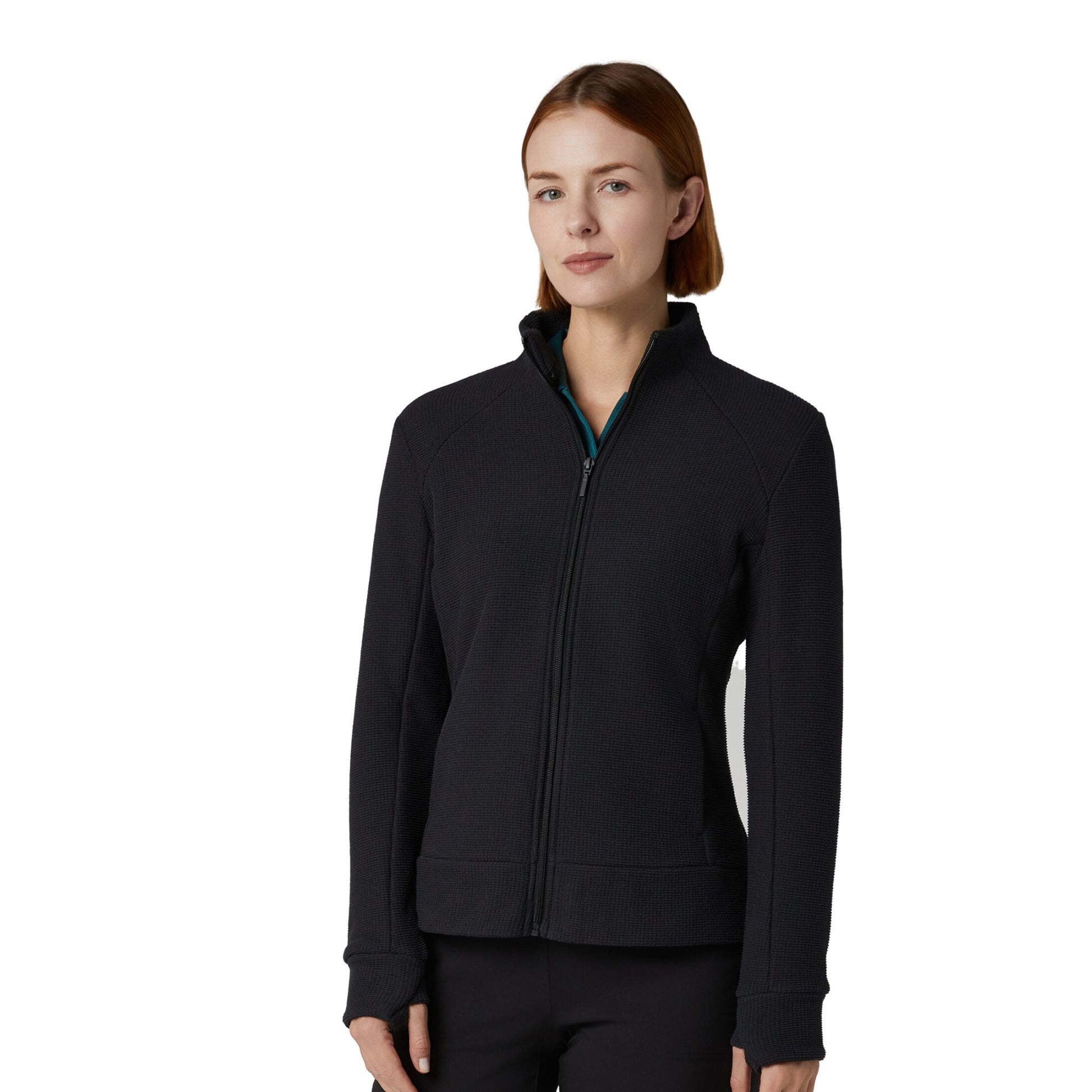 Callaway Ladies Golf Full-Zip Waffle Knit Fleece Jacket in Black