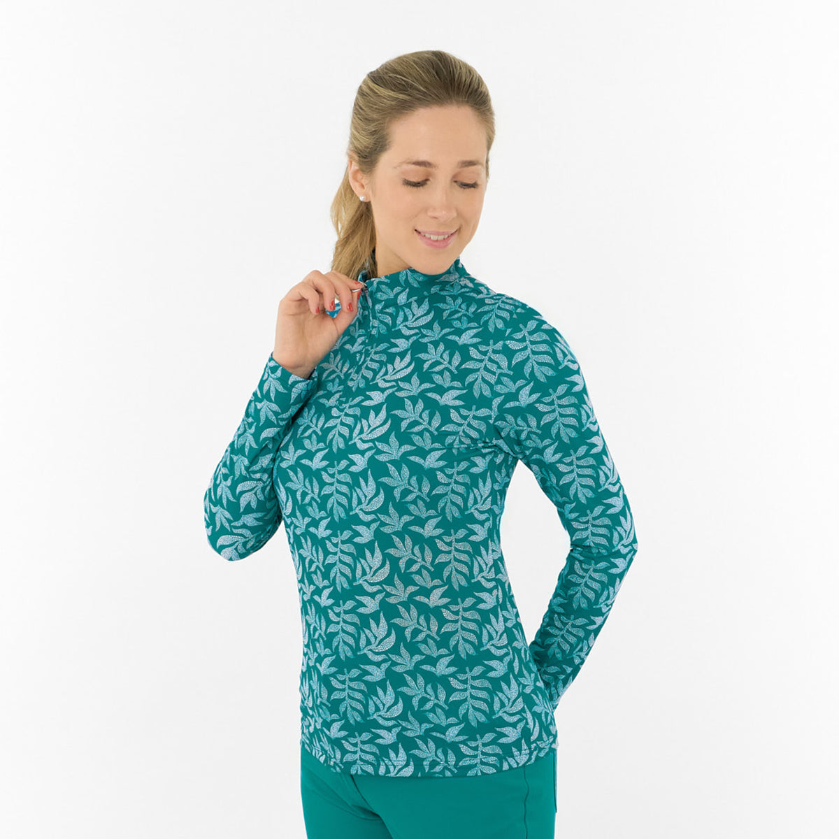 Pure Ladies Long Sleeve Top – Botanical Elegance Meets Effortless Performance