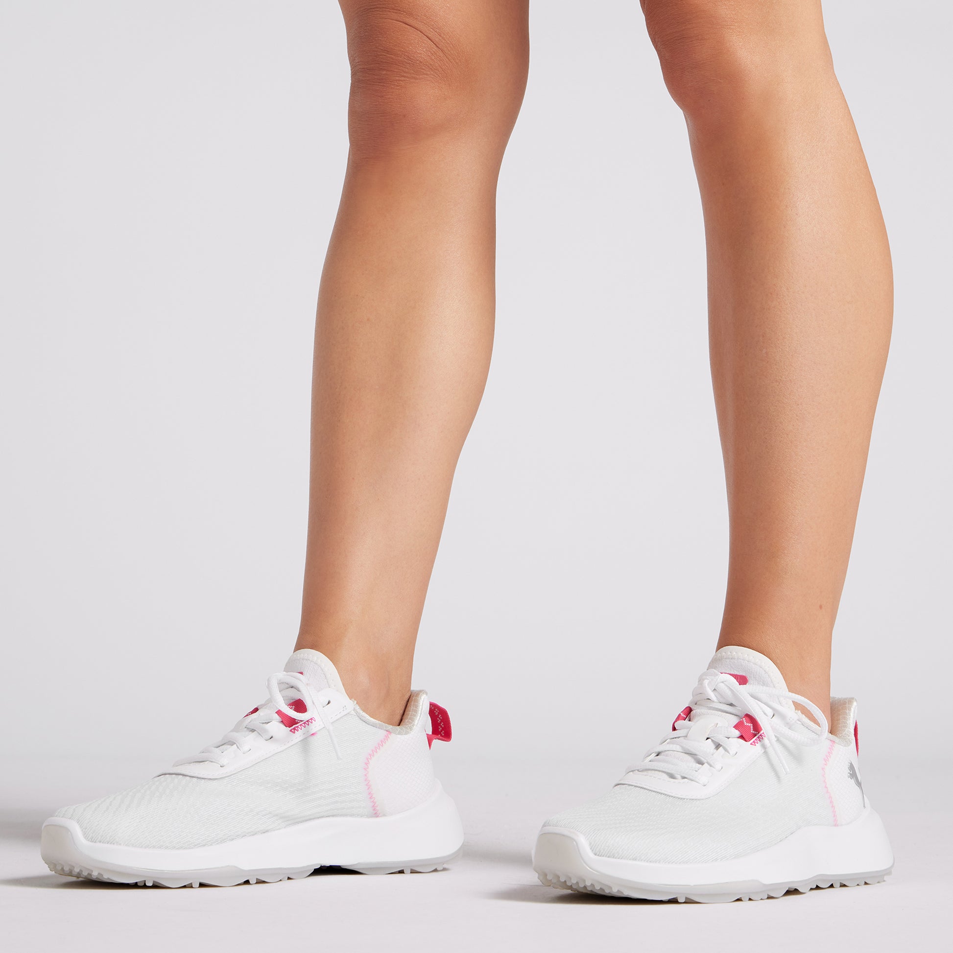 Puma Women's Fusion Crush Golf Shoes in White and Garnet Rose