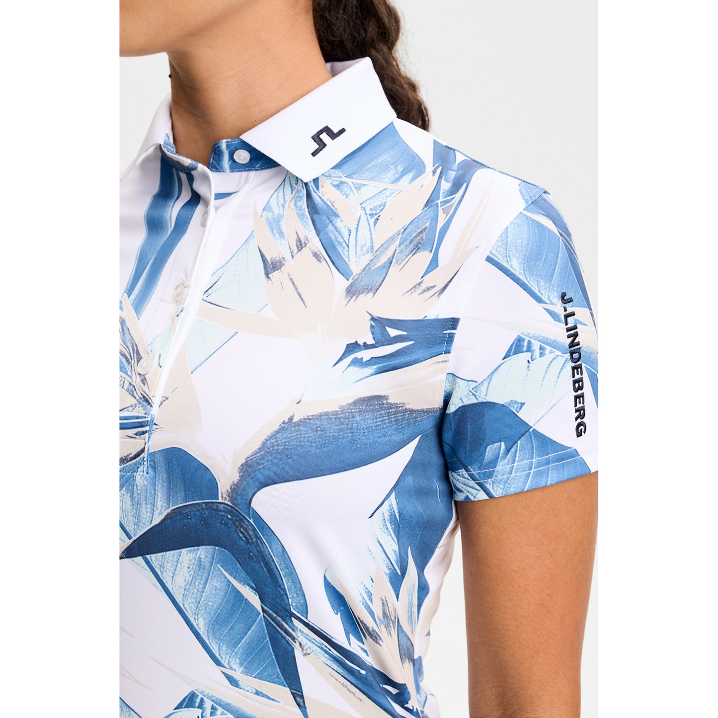 J.Lindeberg Ladies Tour Tech Printed Polo - Feminine Performance with Effortless On-Course Style