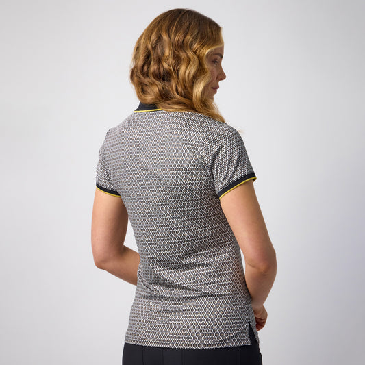 Glenmuir Ladies Short Sleeve Polo with Delicate Mosaic Weave Print