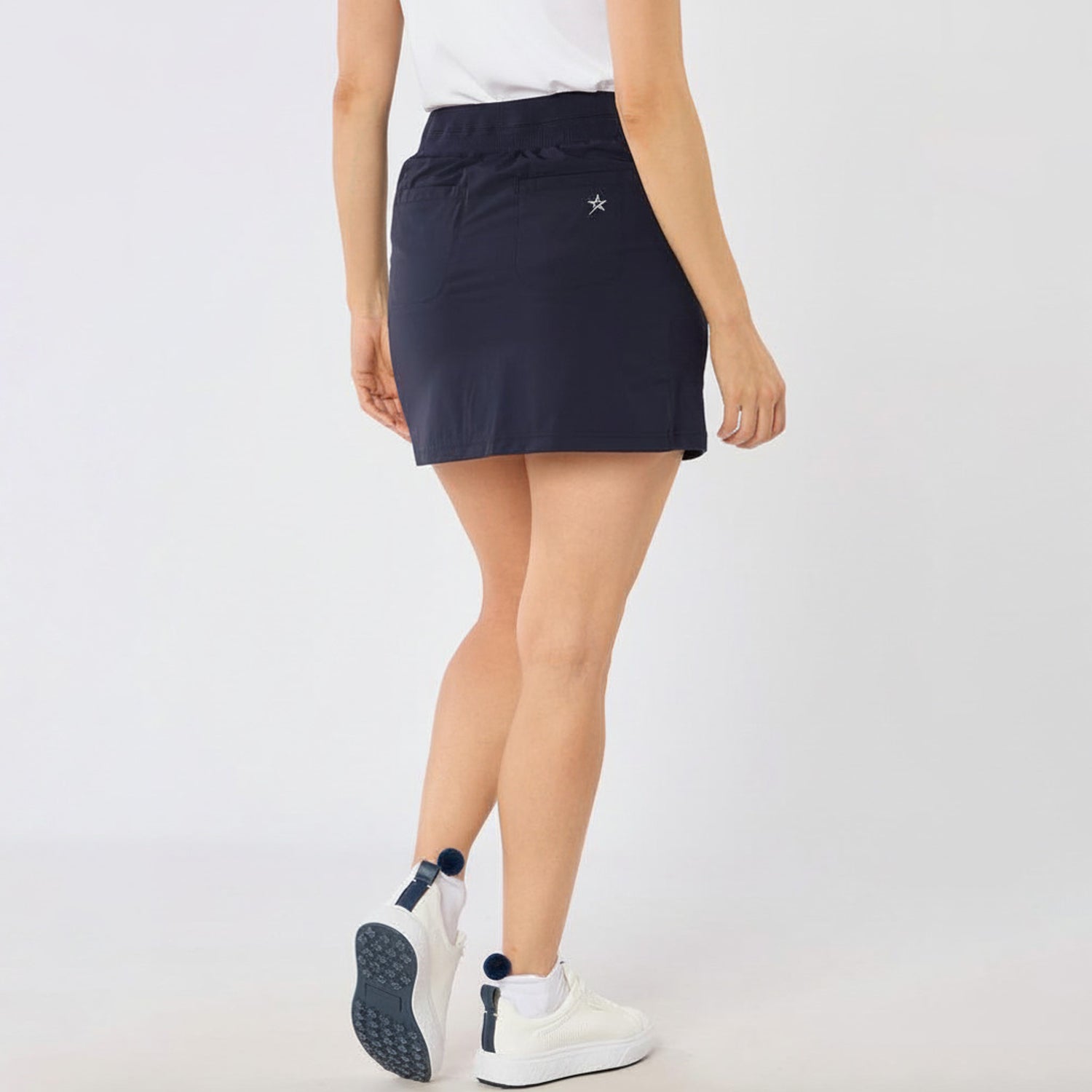Swing Out Sister Ladies Lightweight Pull-On Skort with Neat Pocket Detail & Comfort Waistband for A Smooth Silhouette in Navy