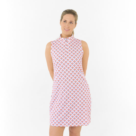 Pure Golf Sleeveless Dress in Rainbow Geo Print