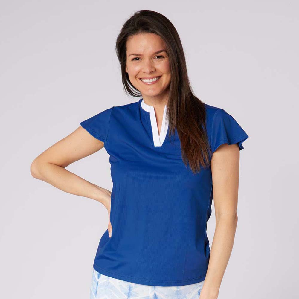 Swing Out Sister Ladies V-Neck Polo with Fabulous Floaty Sleeves for a Feminine Edge