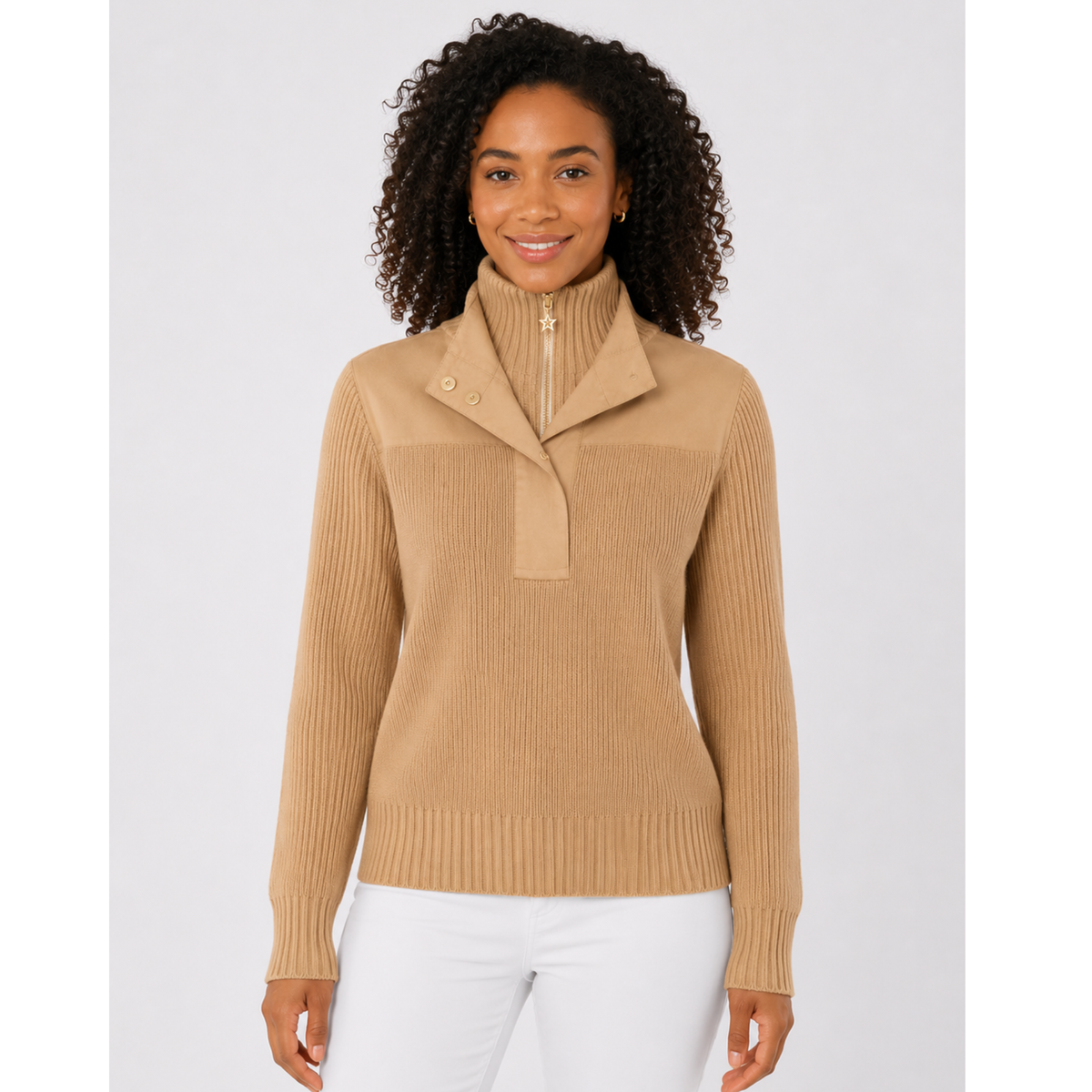 Swing Out Sister Knitted Lined Sweater with Double Layered Neck Line