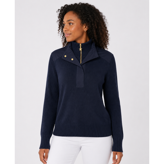 Swing Out Sister Knitted Lined Sweater with Double Layered Neck Line