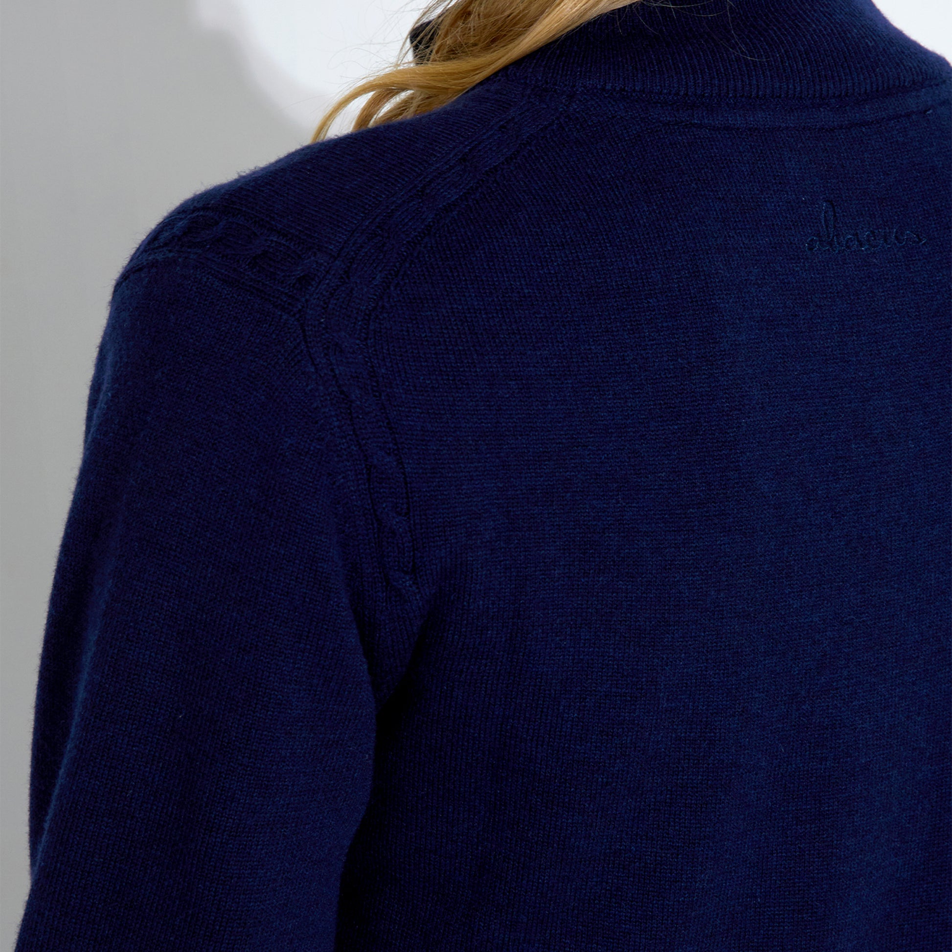 Abacus Ladies Lined Merino Blend Windstopper Cardigan in Navy