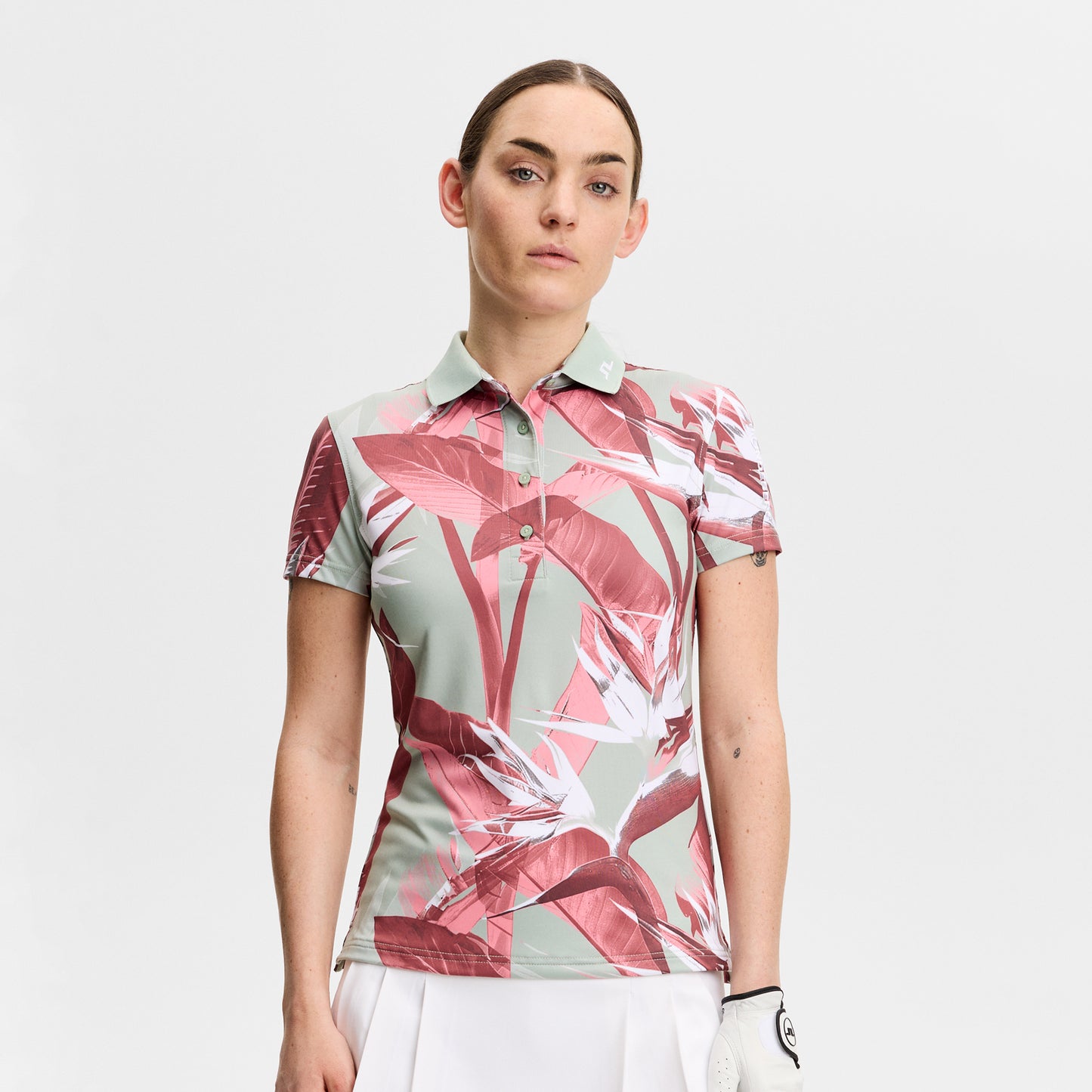 J.Lindeberg Ladies Tour Tech Printed Polo - Feminine Performance with Effortless On-Course Style