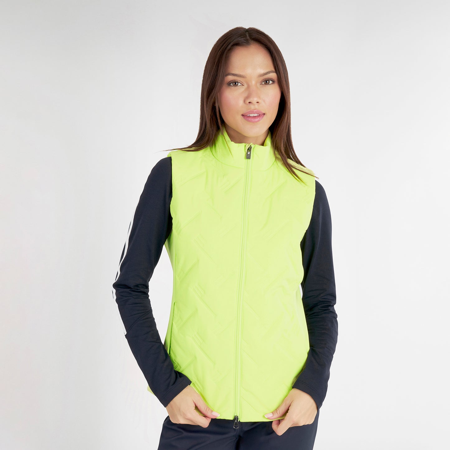 Green Lamb Ladies Padded Golf Gilet with Debossed Linear Pattern