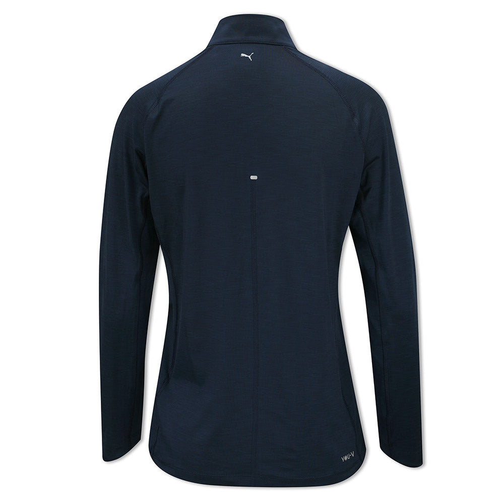 Puma Ladies 1/4 Zip YOU-V Long Sleeve Top with UPF 50+ in Navy Blazer Heather