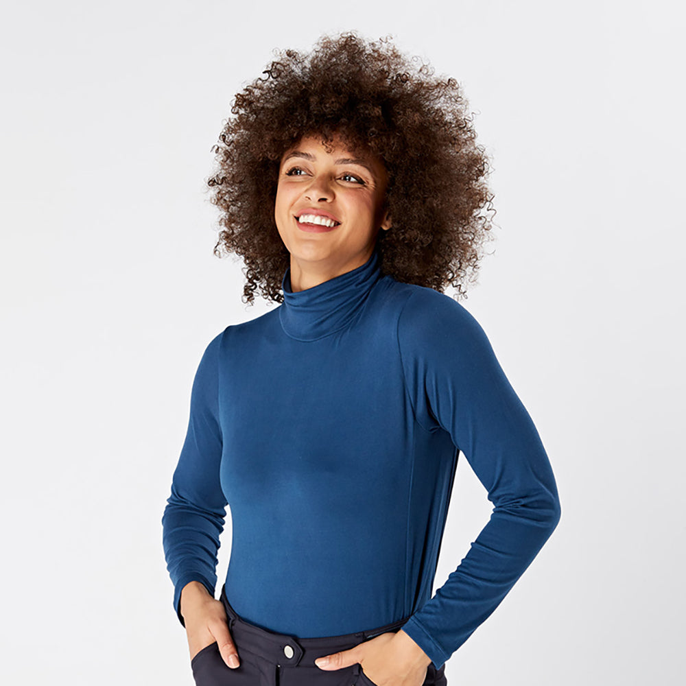 Swing Out Sister Ladies Long Sleeve Roll Neck in Lapis Blue