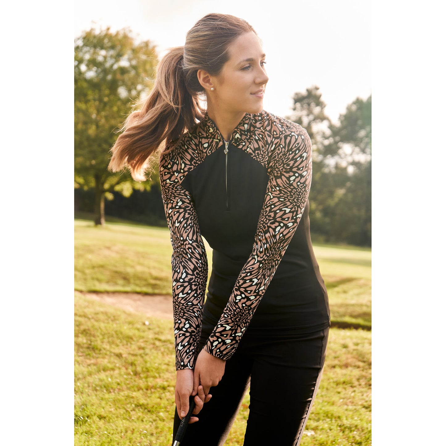 Pure Ladies Long Sleeve Brushed Back Zip Golf Top