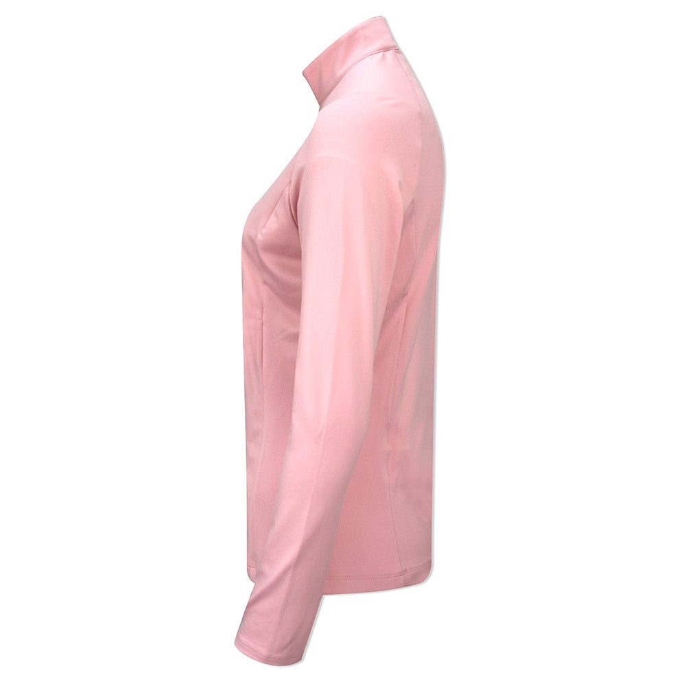 Callaway Ladies Thermal Long Sleeve Fleece Back Jersey Polo in Pink Nectar