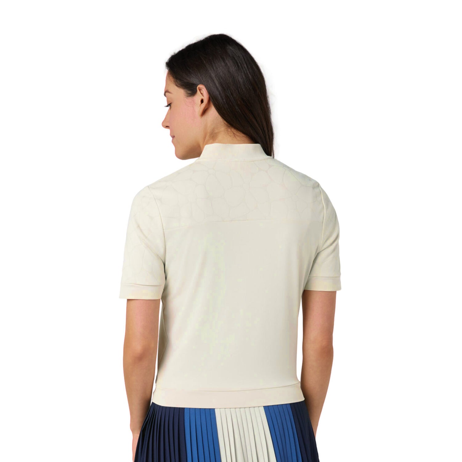 Original Penguin Ladies Zip Neck Polo with Laser Cut Floral Design