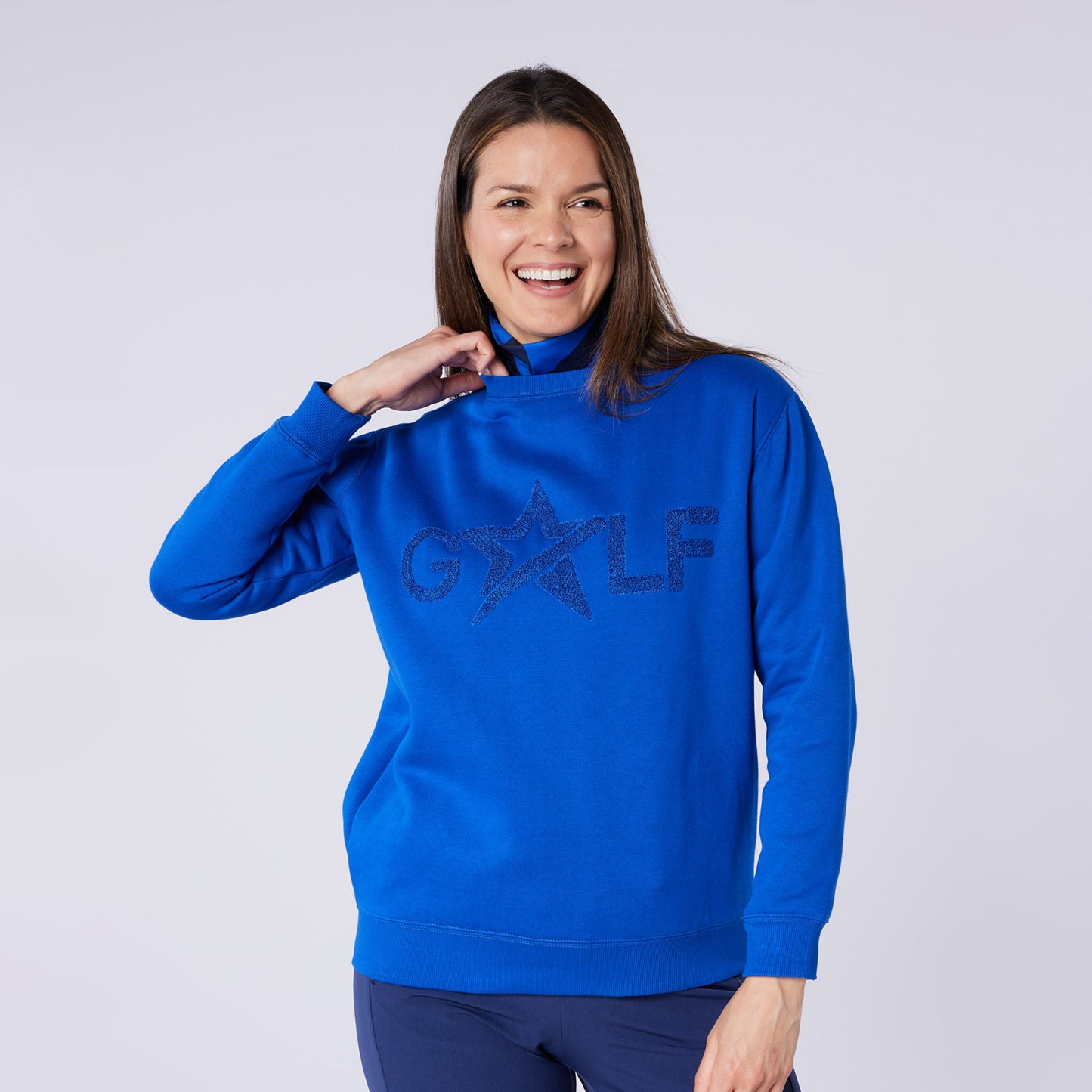 Swing Out Sister Ladies Brushed-Backed Embossed Golf Sweatshirt