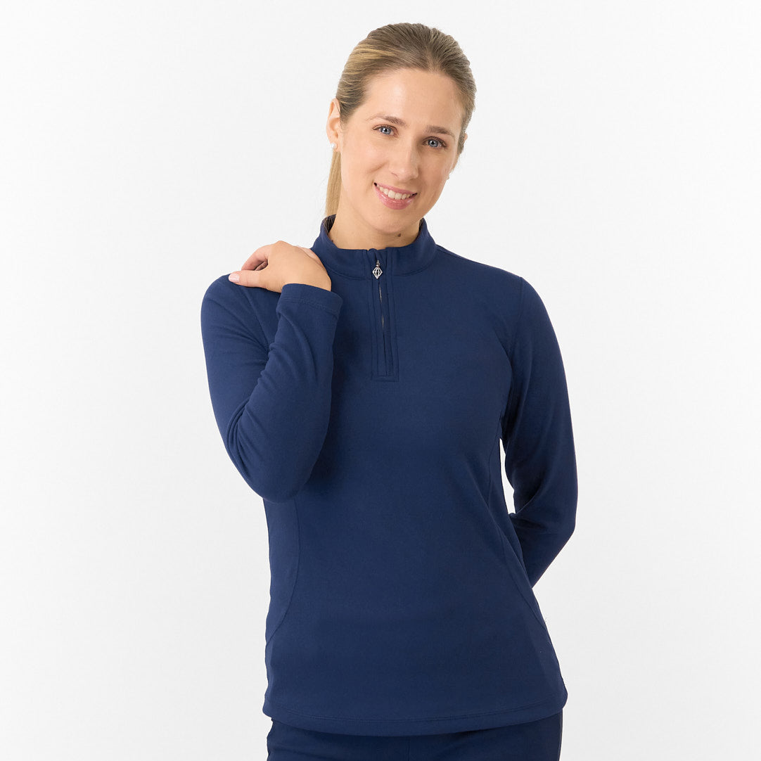 Pure Golf Ladies Super Soft Quarter-Zip Top in Navy