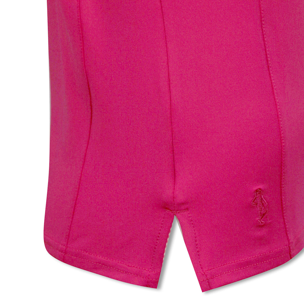 Glenmuir Ladies Sleeveless Polo with Ruffle Detail & SPF50 in Magenta - Last One Large Only Left