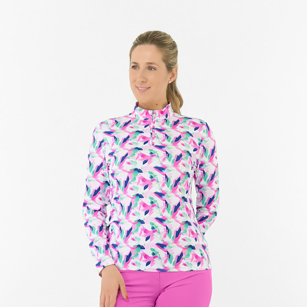 Pure Ladies Long Sleeve Top in Abstract Nature Print