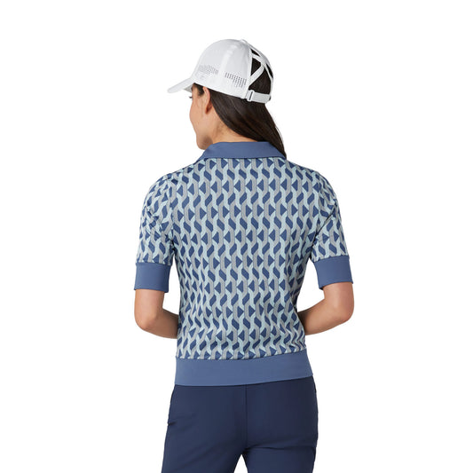 Original Penguin Womens V-Neck Jacquard Polo with Geo Print