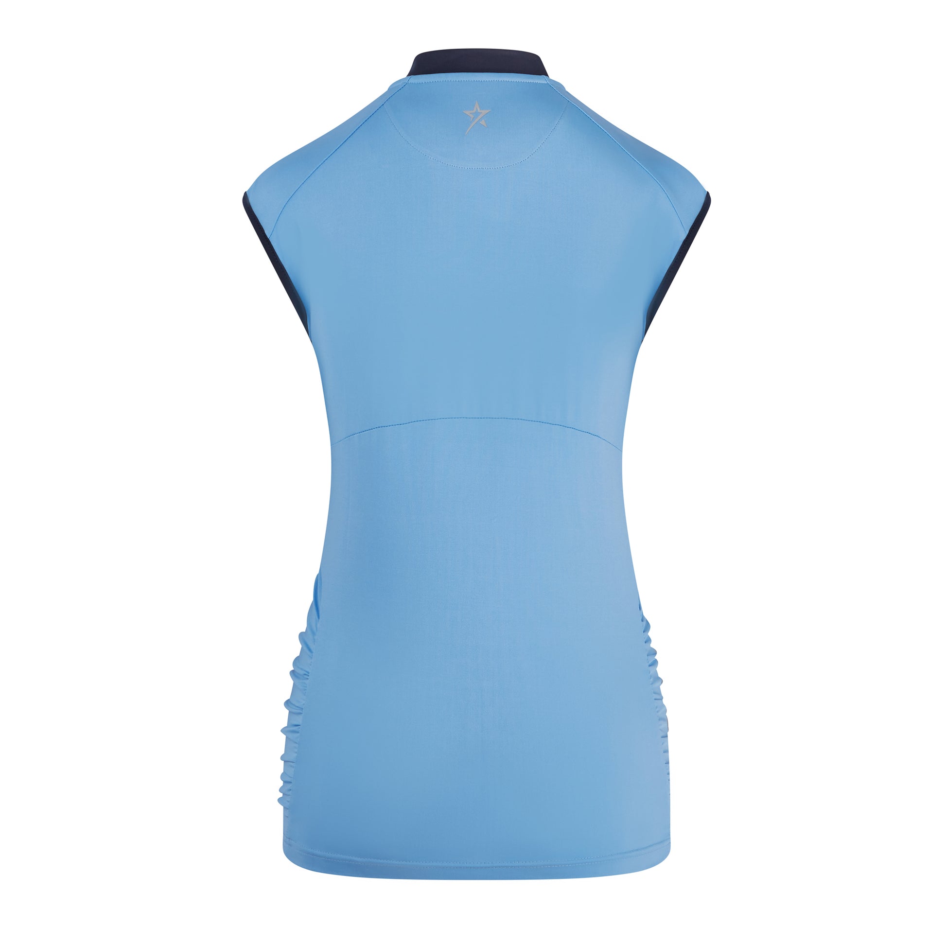 Swing Out Sister Ladies Cap Sleeve Polo with Ruched detail in Tranquil Blue