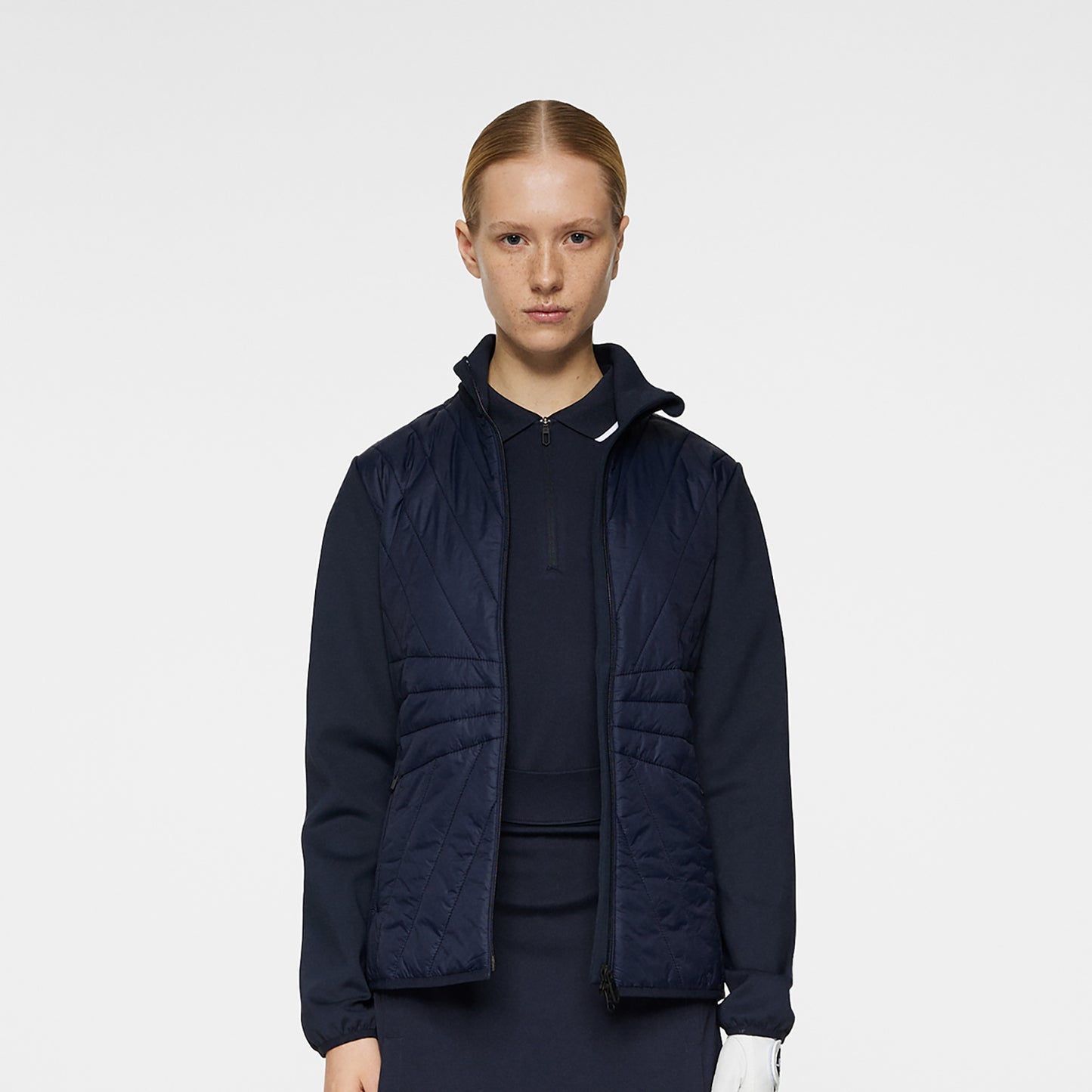 J.Lindeberg Ladies Quilted Hybrid Jacket in Navy