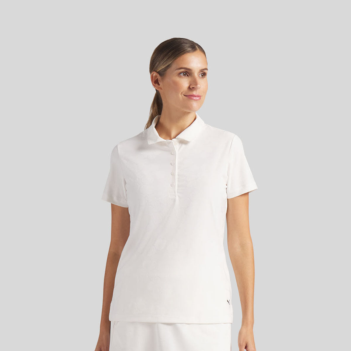 Puma Golf Ladies Short Sleeve Polo with Elegant Floral Jaquard Detail