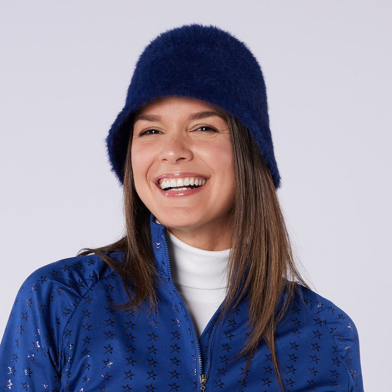 Swing Out Sister Faux Fur Bucket Hat in Navy