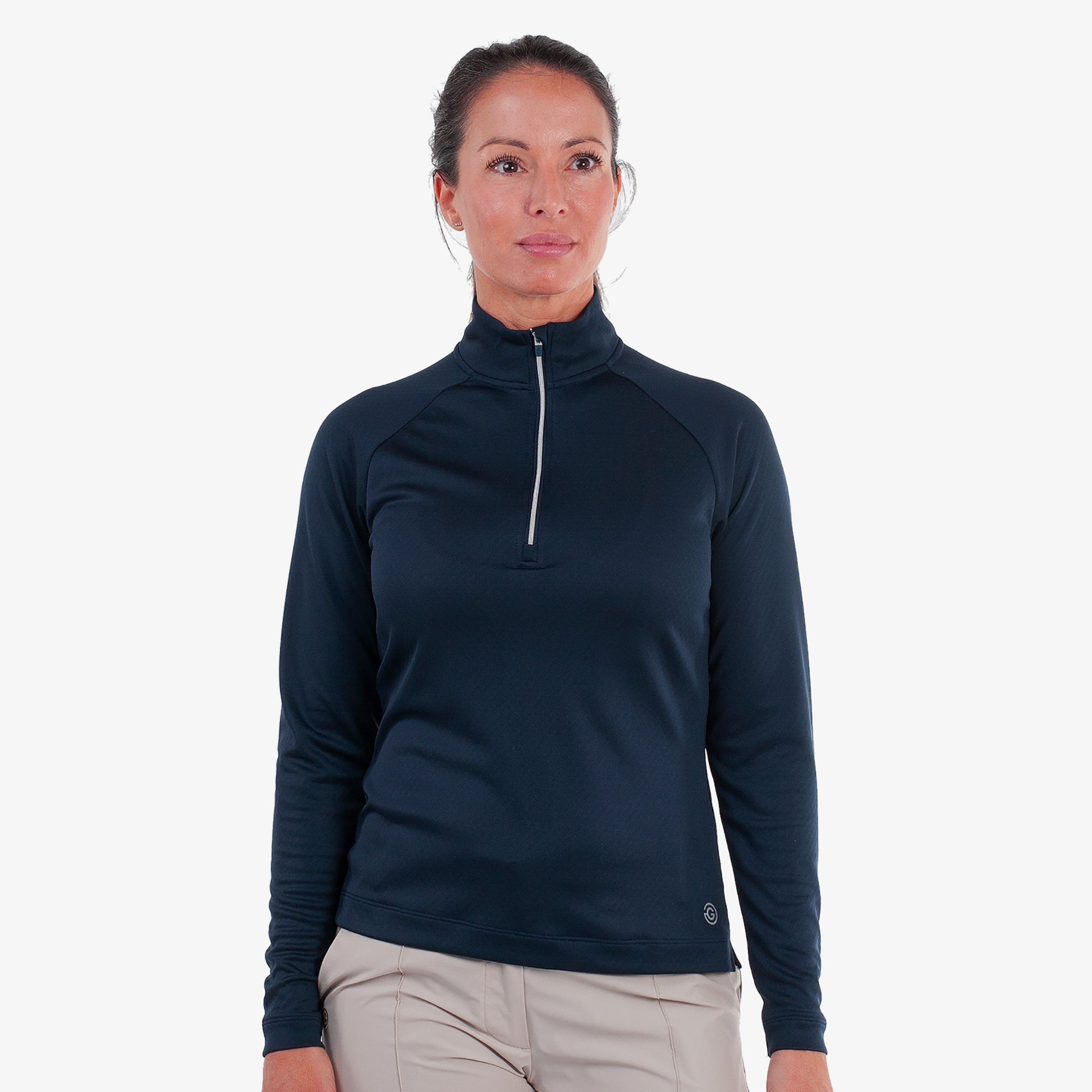 Galvin Green Women's Navy INSULA Zip-Neck Top for Seasonless Sophistication