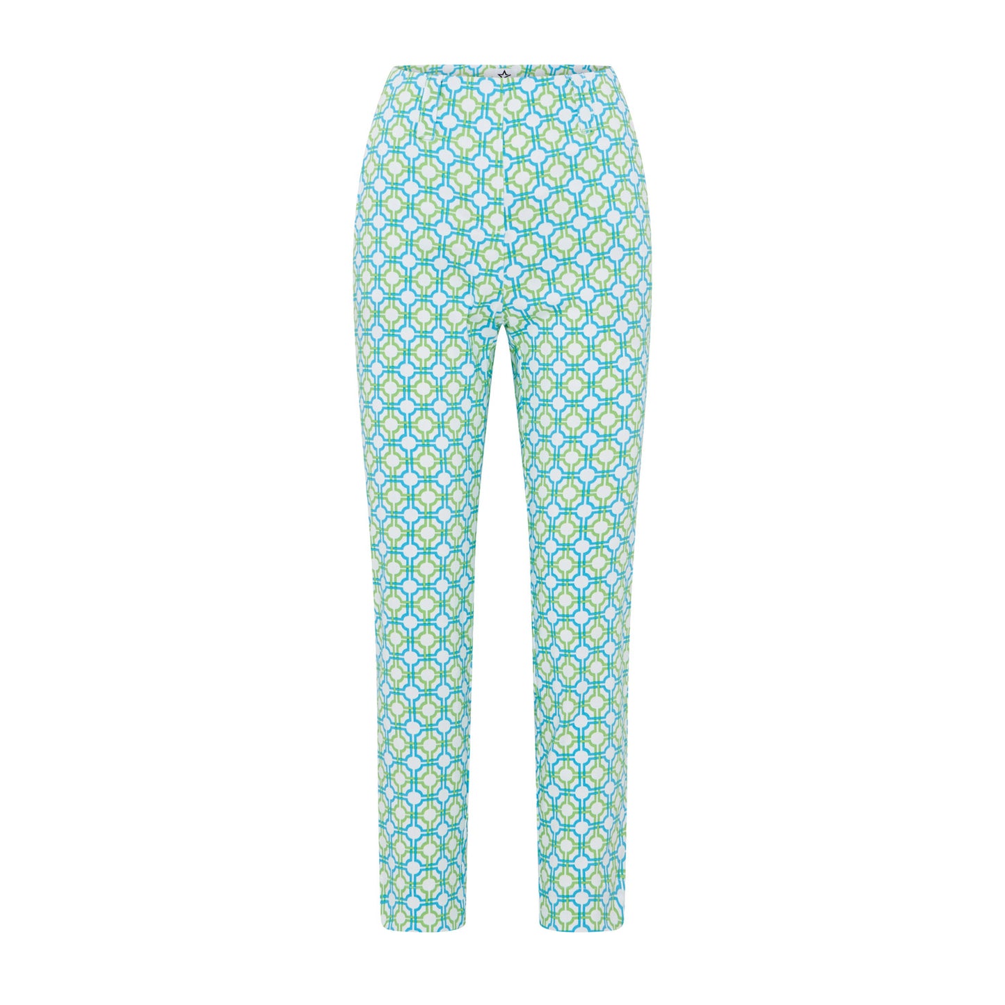 Swing Out Sister Ladies Dazzling Blue and Emerald Mosaic Pattern 7/8 Trousers
