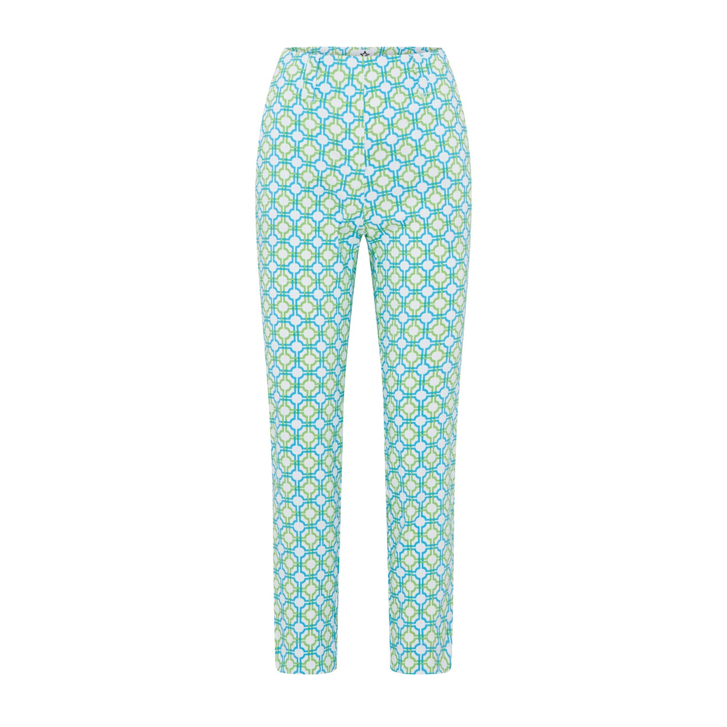 Swing Out Sister Ladies Dazzling Blue and Emerald Mosaic Pattern 7/8 Trousers