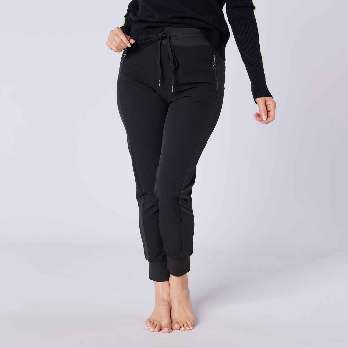 Swing Out Sister Ladies Wind & Water Resistant Pull-On Stretch Jogger in Black