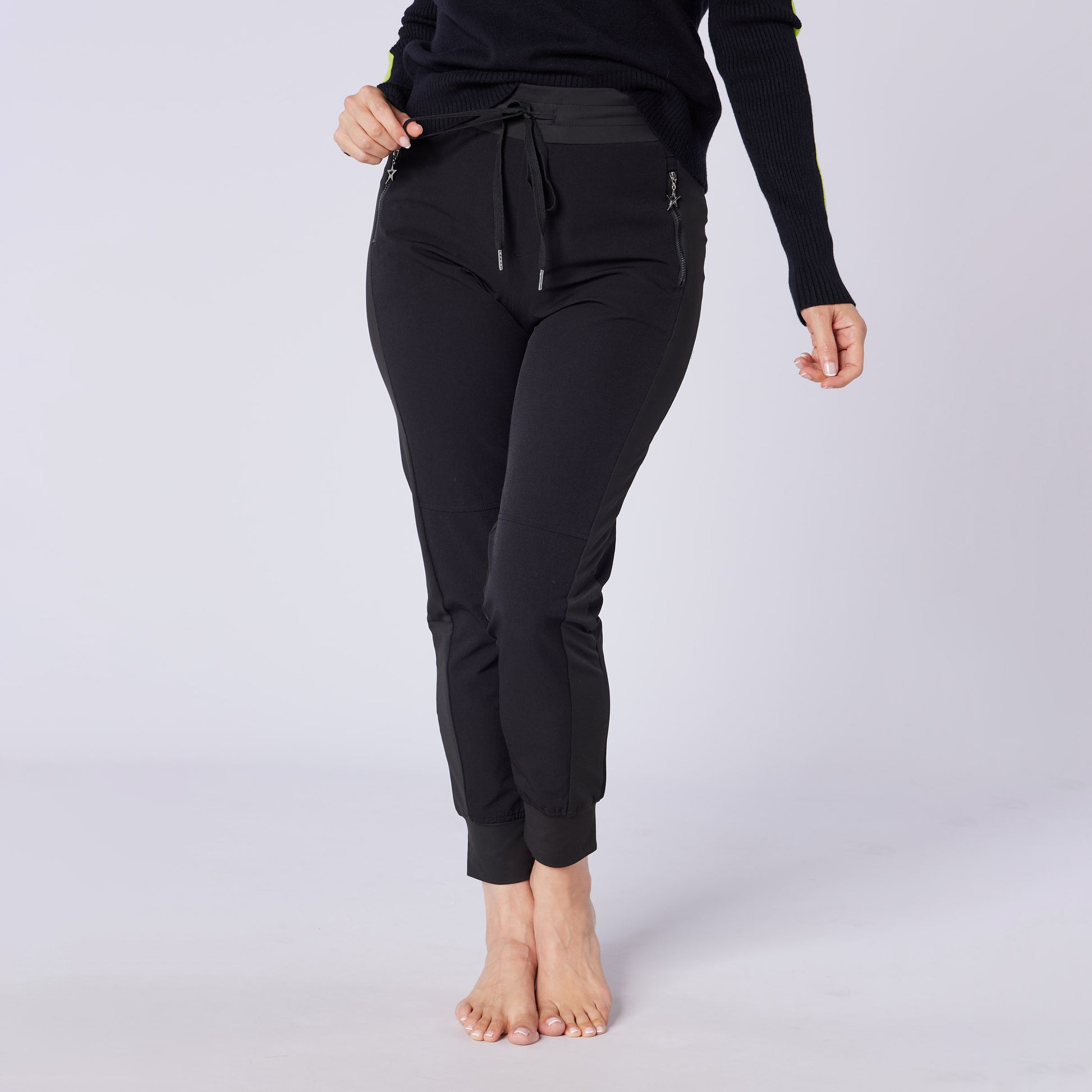 Swing Out Sister Ladies Wind & Water Resistant Pull-On Stretch Jogger in Black