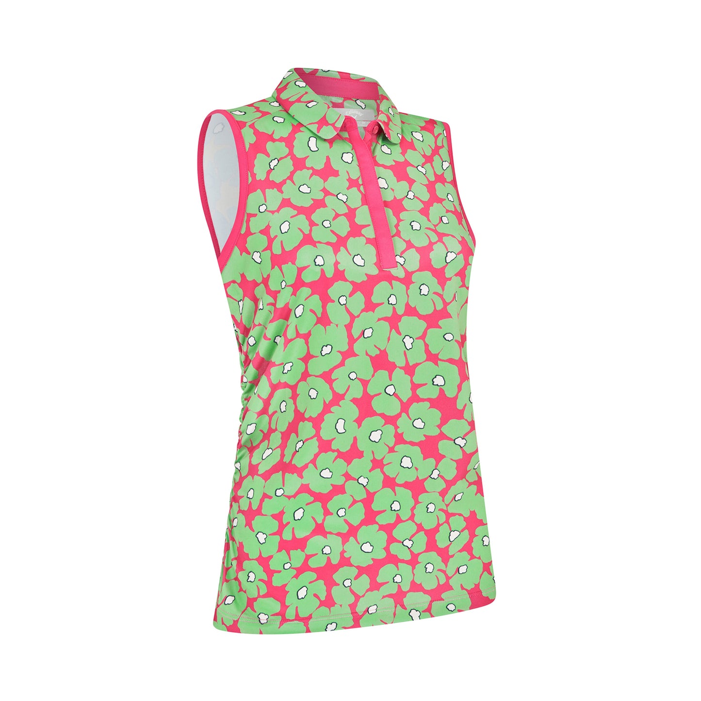 Callaway Ladies Sleeveless Floral Print Polo with Mini Collar