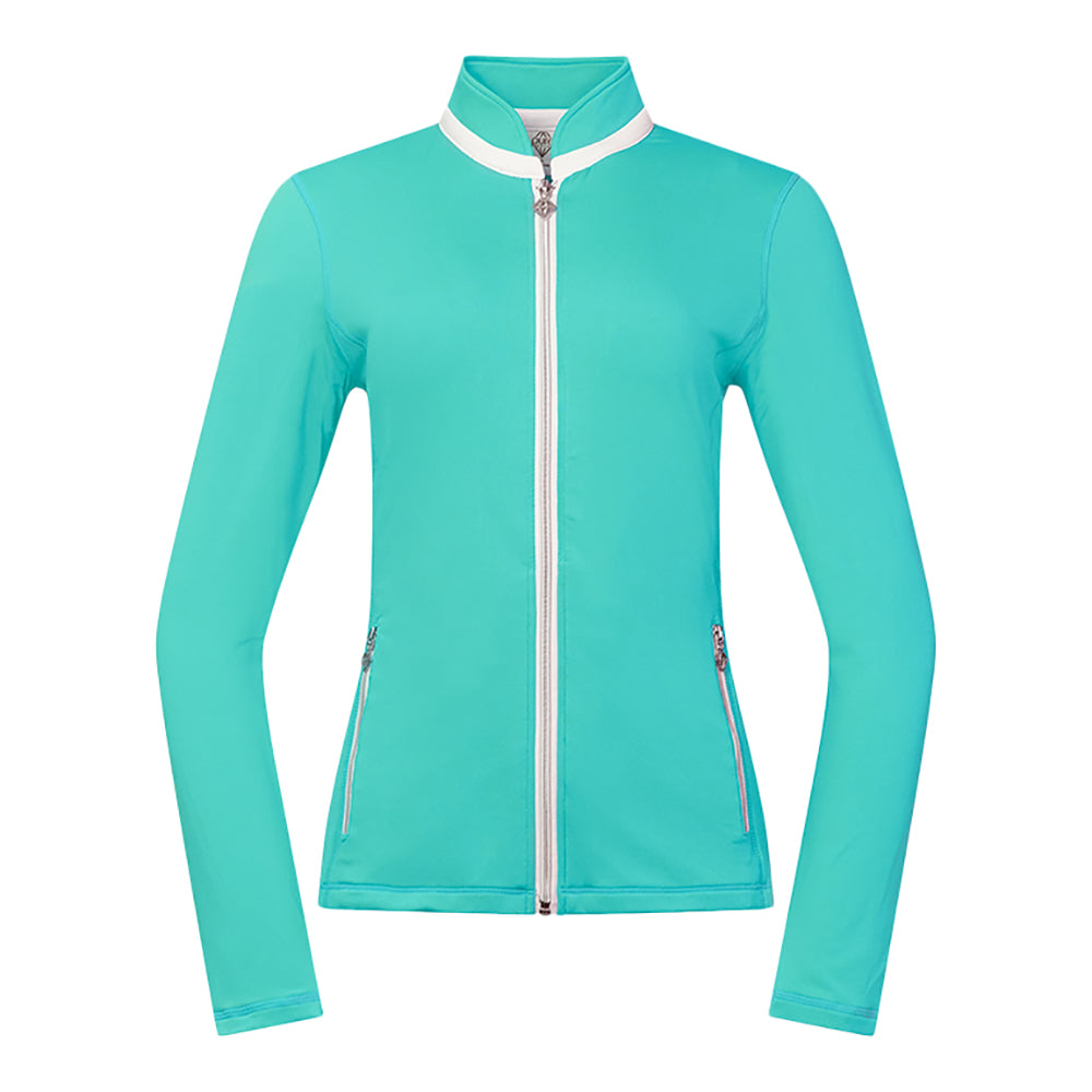 Pure Golf Ladies Mid-Layer Stretch Jacket with Full-Zip in Ocean Blue