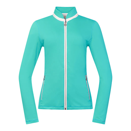 Pure Golf Ladies Mid-Layer Stretch Jacket with Full-Zip in Ocean Blue