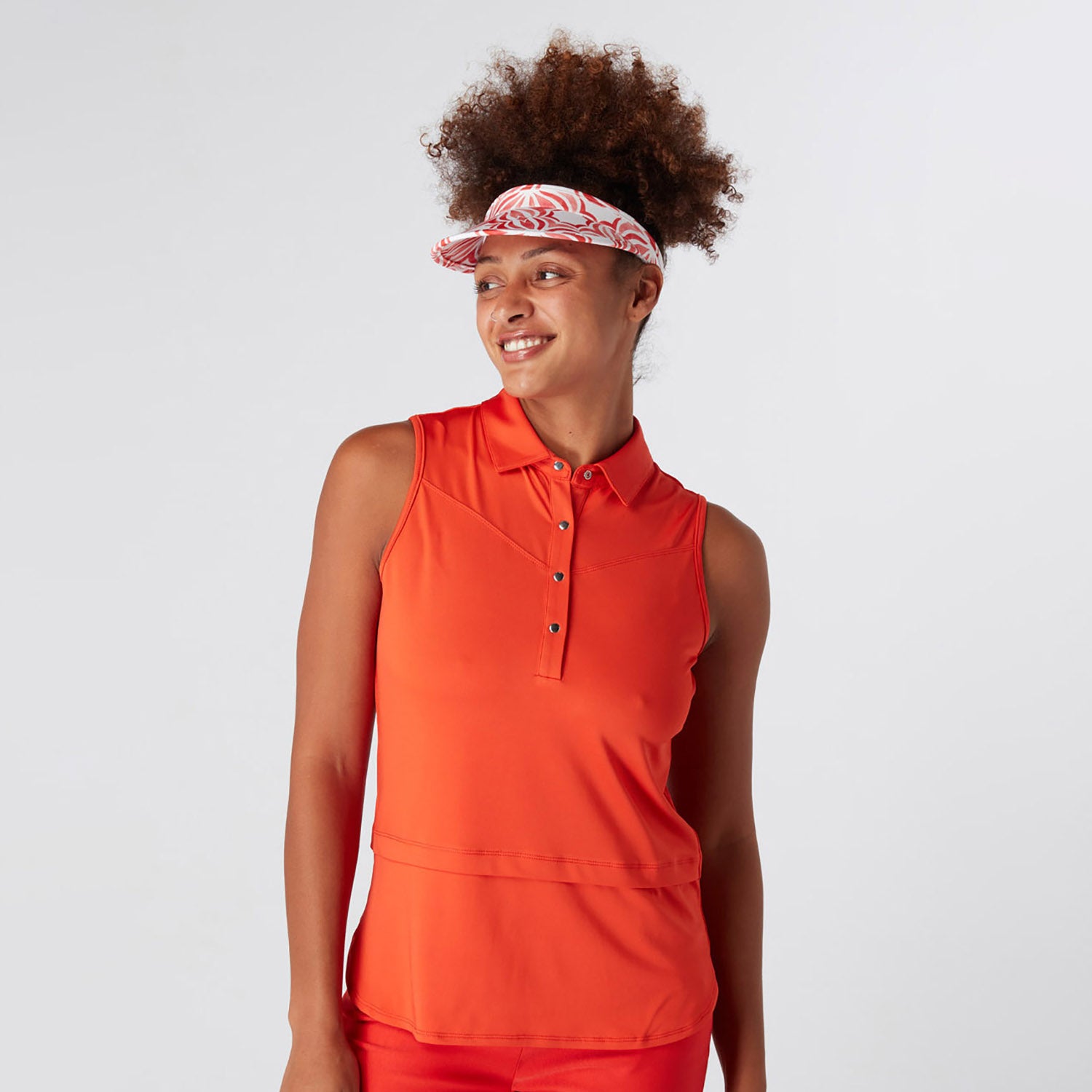 Swing Out Sister Sleeveless Golf Polo in Luscious Red