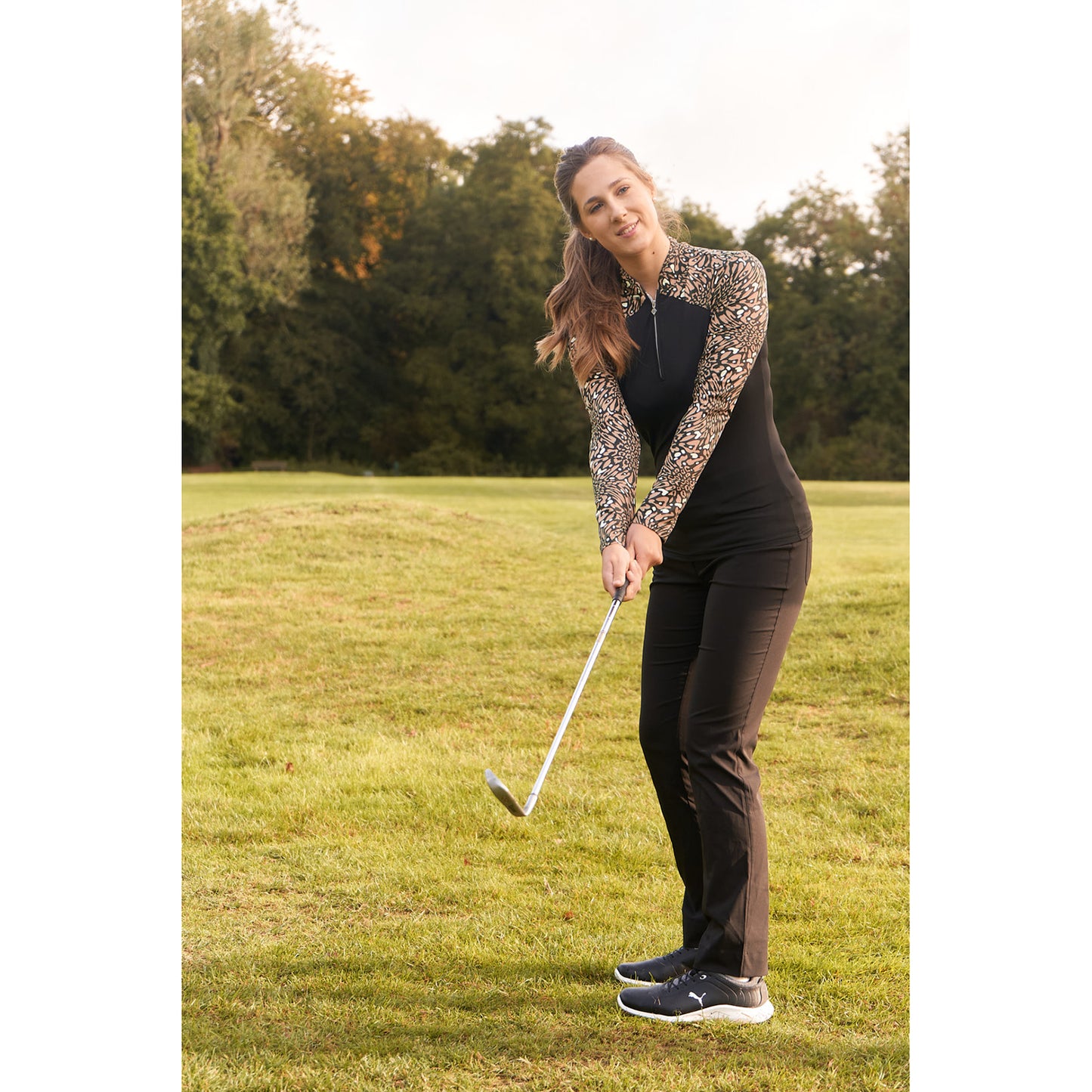 Pure Ladies Long Sleeve Brushed Back Zip Golf Top